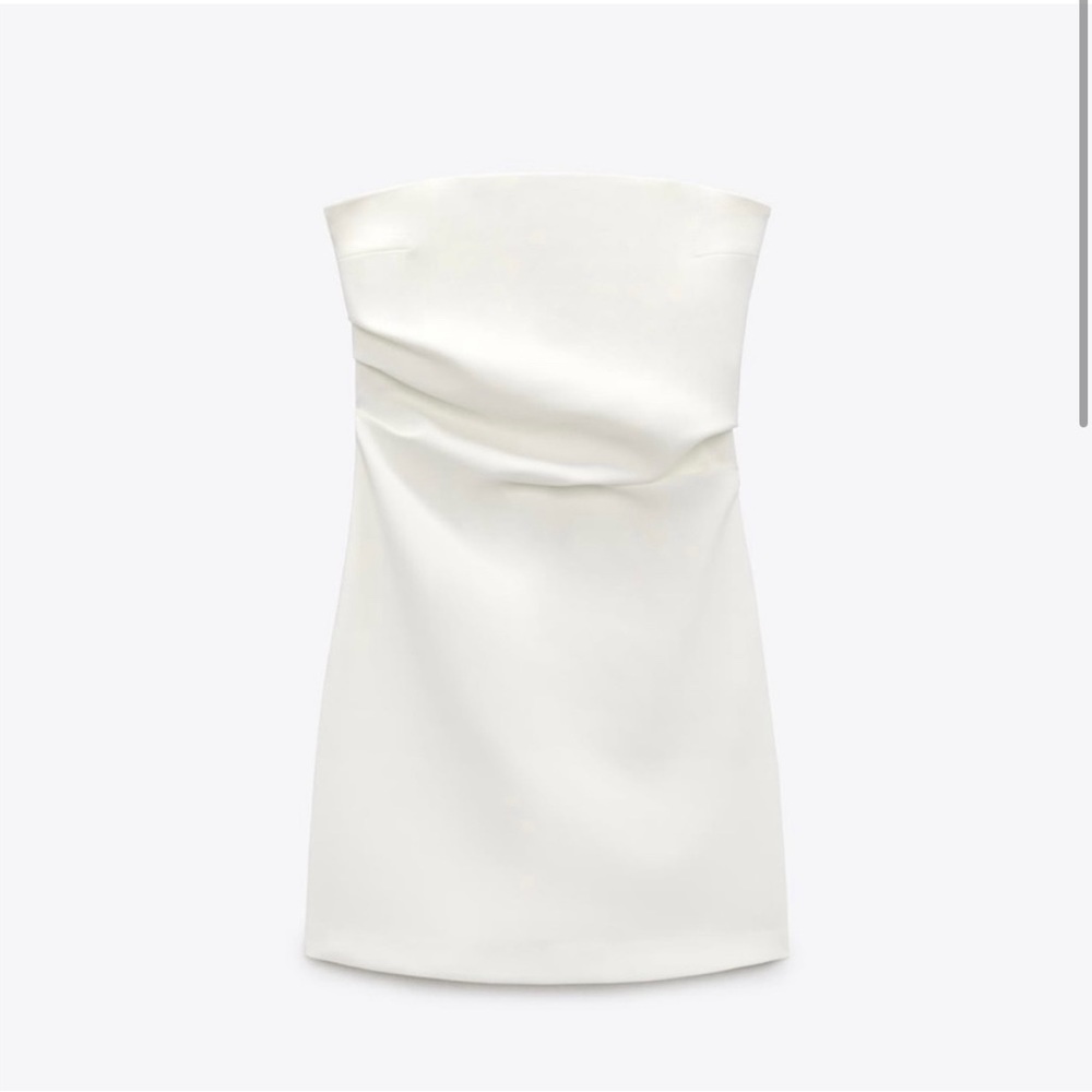 Zara Short White Strapless Mini Dress